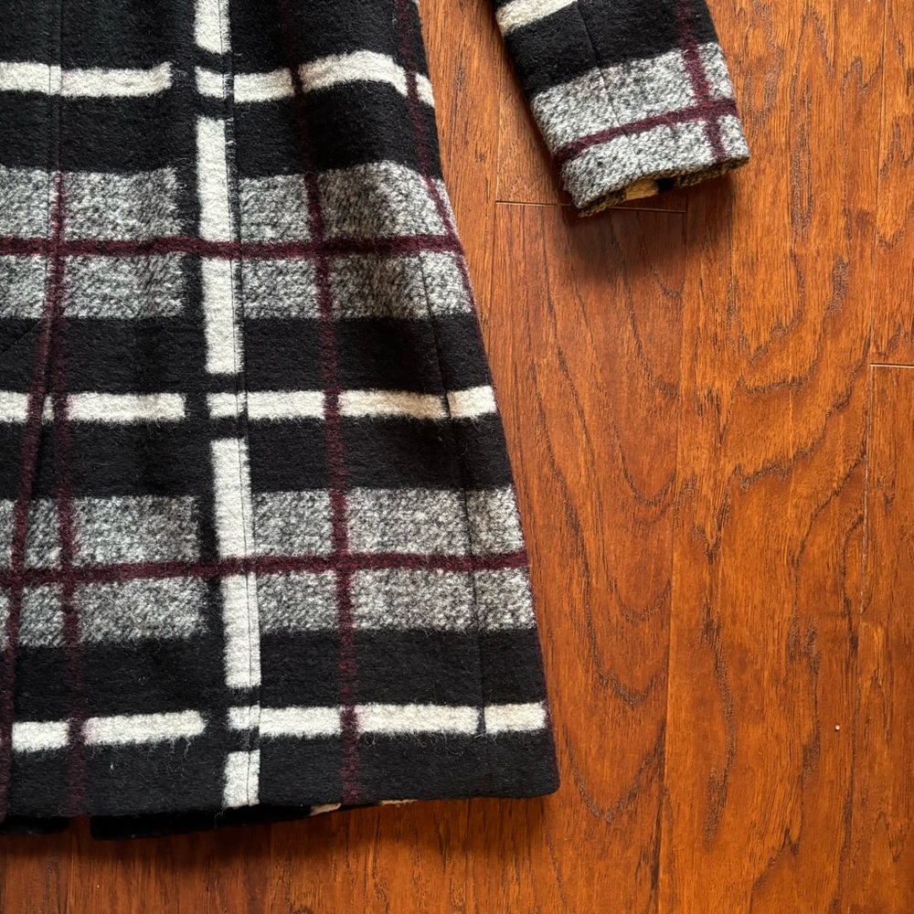 RACHEL Rachel Roy Black and White Plaid Pea Coat - Picture 12 of 15